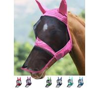 Harrison Howard CareMaster Pro Luminous Horse Fly Mask Large Eye Space Long Nose with Ears UV Protection for Horse Light Pink M Cob