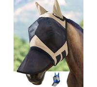 Harrison Howard CareMaster Pro Luminous Horse Fly Mask Large Eye Space Long Nose with Ears UV Protection for Horse Light Champagne XL Extra Full Size