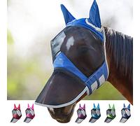 Harrison Howard CareMaster Pro Luminous Horse Fly Mask Large Eye Space Long Nose with Ears UV Protection for Horse Aquamarine (L; Full Size)