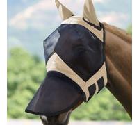 Harrison Howard CareMaster Pro Luminous Horse Fly Mask Large Eye Space Long Nose with Ears UV Protection for Horse Light Champagne Medium Cob