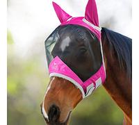 Harrison Howard CareMaster Pro Luminous Horse Fly Mask Standard with Ears UV Protection for Horse Flamingo Full Size