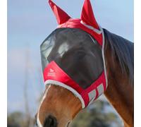 Harrison Howard CareMaster Pro Luminous Horse Fly Mask Standard with Ears UV Protection for Horse Red M Cob