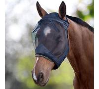 Harrison Howard CareMaster Thick Fleece Padding Translucent Fine Mesh Horse Fly Mask Standard Black XL Extra Full Size