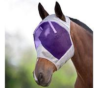 Harrison Howard CareMaster Thick Fleece Padding Translucent Fine Mesh Horse Fly Mask Standard Silver/Purple Retro Medium Cob
