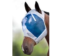 Harrison Howard CareMaster Thick Fleece Padding Translucent Fine Mesh Horse Fly Mask Standard Silver/Blue Retro Small Pony