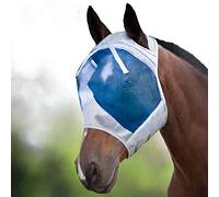 Harrison Howard CareMaster Thick Fleece Padding Translucent Fine Mesh Horse Fly Mask Standard Silver/Blue Retro Medium Cob