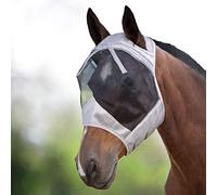 Harrison Howard CareMaster Thick Fleece Padding Translucent Fine Mesh Horse Fly Mask Standard Silver/Black Retro Small Pony