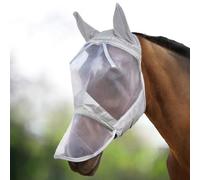 Harrison Howard CareMaster UV-proof Thick Fleece Padding Translucent Fine Mesh Horse Fly Mask Long Nose with Ears Full Face Moonlight Silver Medium Cob