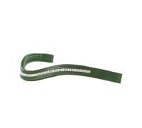 Harrison Howard Curved Leather Browband Padded White Crystal Browband for Horse Bridles Hunter Green Large