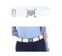 Harrison Howard Elastic Horse Riding Belt with Flat Buckle Stretchable for Horseback Riding Elastic Belt for Wome, White Heart, One Size