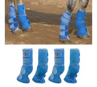 Harrison Howard Horse Fly Boots Perfect Contoured Fit Leg Guards Dense Mesh Boots with Ventilated Comfort Reliable Protection from Summer Elements Set of 4 Sky Blue XL