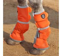 Harrison Howard Horse Fly Boots Perfect Contoured Fit Leg Guards Dense Mesh Boots with Ventilated Comfort Reliable Protection from Summer Elements Set of 2 Vibrant Orange Large