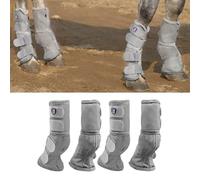 Harrison Howard Horse Fly Boots Perfect Contoured Fit Leg Guards Dense Mesh Boots with Ventilated Comfort Reliable Protection from Summer Elements Set of 4 Silver Grey XL