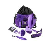 Harrison Howard Horse Grooming Brushes Kit 7 pieces with Organizer Tote Equine Care Series Horse Brush Sets Purple