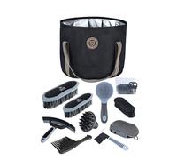 Harrison Howard Horse Grooming Kit 9-Piece Equine Care Series Horse Brush Sets with Organizer Tote Bag Black