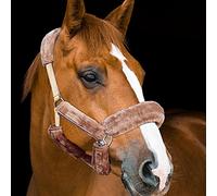 Harrison Howard Horse Halter Fleece Cover Set - Full Coverage Anti-Rub Halter Covers for Horses, Noseband, Chin & Crown Protection, 9-Piece Padding Set Brown