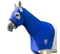 Harrison Howard Horse Stretch Hood Without Ears Snug Fitting Hood with Zip Closure Covers Face, Shoulders, Mane, Chest and Withers Perfect for Show/Event Preparation - Blue