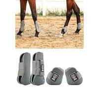 Harrison Howard Horse Tendon Boots Open Front/Fetlock Boot for Horse Protective Boots for Jumping, Trail Riding Set of 4 Grey XL