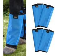 Harrison Howard Loose Fitting Fly Boots UV-Protective Extra Tough Mesh Ventilated Four Fasteners Stay-on Design Protect Horse Legs & Stomp-Reducing Set of 4 Sky Blue Mini