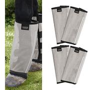 Harrison Howard Loose Fitting Fly Boots UV-Protective Extra Tough Mesh Ventilated Four Fasteners Stay-on Design Protect Horse Legs & Stomp-Reducing Set of 4 Silver Grey Mini