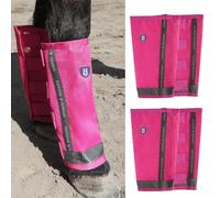 Harrison Howard Loose-Fitting Horse Fly Boots UV-Protective, Breathable Fine Mesh Leggins Stay-on Comfortable Fly Boots with Reflective Strips for Extra Safety (Set of 4) Magenta Full (Large)