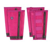 Harrison Howard Loose-Fitting Horse Fly Boots UV-Protective, Breathable Fine Mesh Leggins Stay-on Comfortable Fly Boots with Reflective Strips for Extra Safety (Set of 4) Magenta Pony (Small)