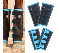 Harrison Howard Loose-Fitting Horse Fly Leggings Breathable, Tear-Resistant Fine Mesh Leg Guards Stay-on Comfortable Fly Boots (Set of 4) Sky Blue Medium