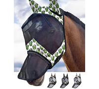 Harrison Howard LumiVista Horse Fly Mask Long Nose with Ears UV Protection for Horse-Green Cactus Cob