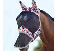 Harrison Howard LumiVista Horse Fly Mask Long Nose with Ears UV Protection for Horse-Tribal Rhombus Full Size