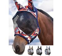 Harrison Howard LumiVista Horse Fly Mask Standard with Ears UV Protection for Horse-Abstract Graffiti(M; Cob)