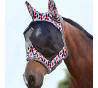 Harrison Howard LumiVista Horse Fly Mask Standard with Ears UV Protection for Horse-Tribal Rhombus(L; Full Size)