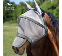 Harrison Howard Maskology Supreme Horse Fly Mask Stellar UV Protection with Detachable Nose Cover Well-Received 2-in-1 Mask Grey M Cob