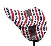 Harrison Howard Premium Waterproof/Breathable Long-lasting Outer Solid Protection Fleece-Lined Saddle Cover for Dressage-Starry Stripes