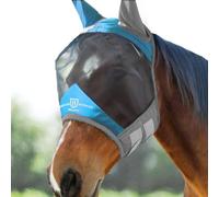 Harrison Howard Pro Luminous Horse Fly Mask Standard with Ears UV Protection for Horse Azure Blue/Silver Large Full Size