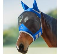 Harrison Howard Pro Luminous Horse Fly Mask Standard with Ears UV Protection for Horse Signature Blue Medium Cob