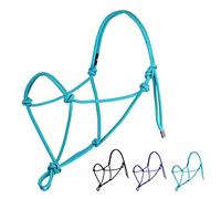 Harrison Howard Rope Halter for Horses - Super Sturdy Training Halter with 2 Knot 1/4" Stiff Cord - Size Large - Turquoise
