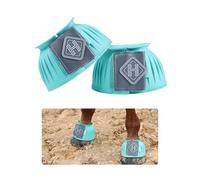 Harrison Howard Rubber Bell Boots Leather Touch-Close Overreach Boots Hoof Protection for Horses Sold in Pairs Turquoise XL