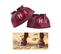 Harrison Howard Rubber Bell Boots Leather Touch-Close Overreach Boots Hoof Protection for Horses Sold in Pairs Wine Red M