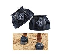 Harrison Howard Rubber Bell Boots Leather Touch-Close Overreach Boots Hoof Protection for Horses Sold in Pairs Black M