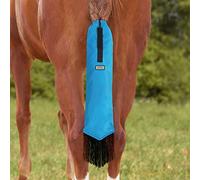 Harrison Howard Smooth Lightweight Adjustable Fastener Durable Nylon Horse Tail Bag with Fringe-Azure Blue