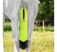 Harrison Howard Smooth Lightweight Adjustable Fastener Durable Nylon Horse Tail Bag with Fringe-Fluorescent Green