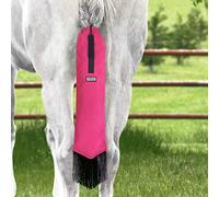 Harrison Howard Smooth Lightweight Adjustable Fastener Durable Nylon Horse Tail Bag with Fringe-Fuchsia Pink