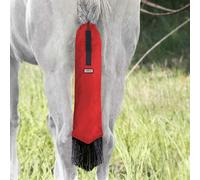 Harrison Howard Smooth Lightweight Adjustable Fastener Durable Nylon Horse Tail Bag with Fringe-Scarlet Red