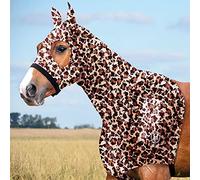 Harrison Howard Soft Fleece Trim Stretchy All-Covered Comfortable Horse Head Hood with Zipper-Classic Leopard