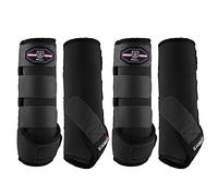 Harrison Howard Splint Boots for Horses 4 Pack, Front & Hind Horse Sport Boots with Neoprene Leg Protection Piano Black L