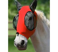 Harrison Howard Stretch, Breathable, UV Protective Fly Mask with Mesh Eye Opening for Full Visibility and Ventilating Ear Covers Lava Red