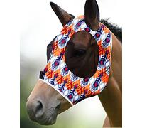 Harrison Howard Super Comfort Stretchy Fly Mask Large Eye Space with UV Protection Soft on Skin with Breathability Tribe Feather (M; Cob)