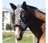 Harrison Howard Super Comfort Stretchy Fly Mask Large Eye Space with UV Protection Soft on Skin with Breathability Leopard Print
