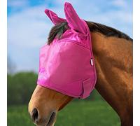 Harrison Howard UV-proof Multi-Function Fabrics Thick Fleece Padding Horse Fly Mask Half Face with Ears Magenta Horse Large