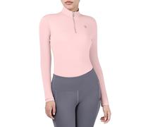 Harrison Howard Women's Equestrian Sweat Absorption Quick Drying Horse Riding Long Sleeve Shirt 1/4 Zip Base Layer, Pink, S